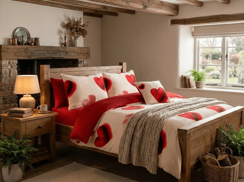 Lenjerie de pat cocolino DUO SENSE HEARTELLE crem microplus/flanel Dimensiune lenjerie de pat: 70 x 90 cm | 140 x 200 cm