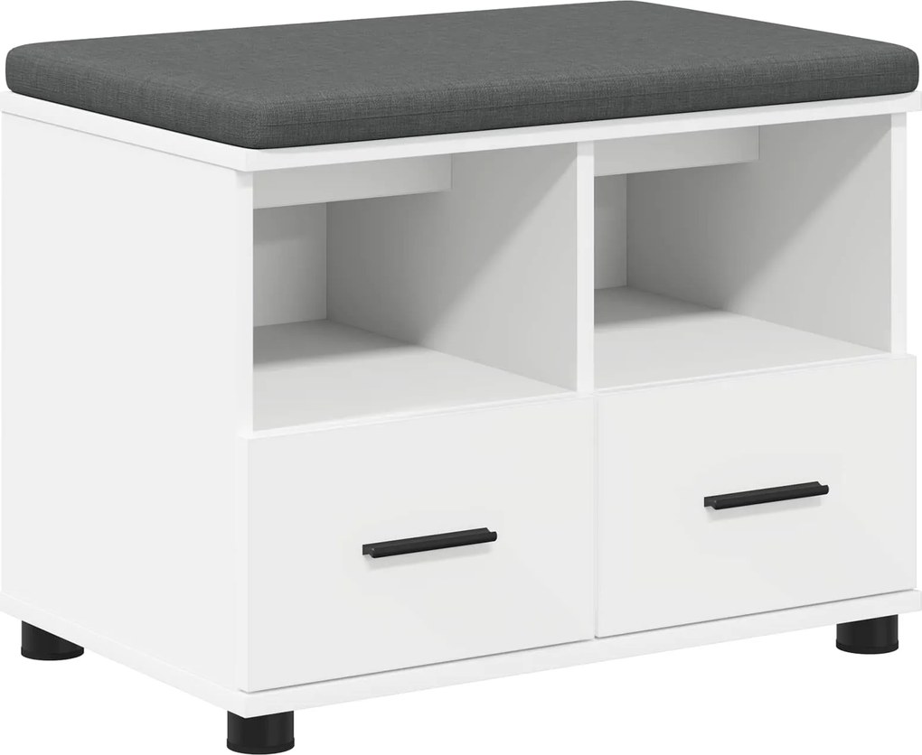 vidaXL Bancă pentru hol cu pernă cu sertar cu raft Alb 60 x 38 x 46 cm