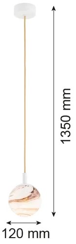 Lustră pe cablu Argon 8451 ALMIROS 1xE14/7W/230V d. 12 cm alb/auriu