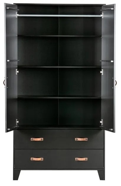 Șifonier din lemn de pin WOOOD Dian, negru