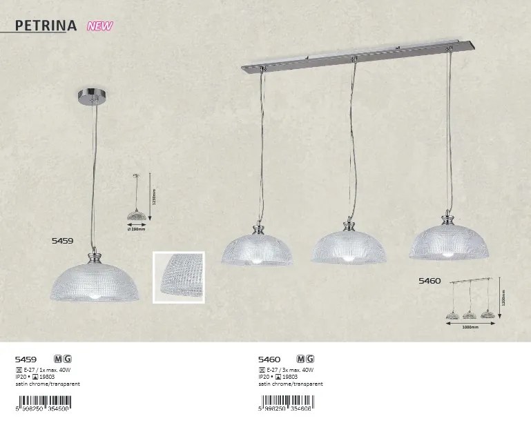 Lustra cu 3 pendule design clasic PETRINA crom satin 5460 RX