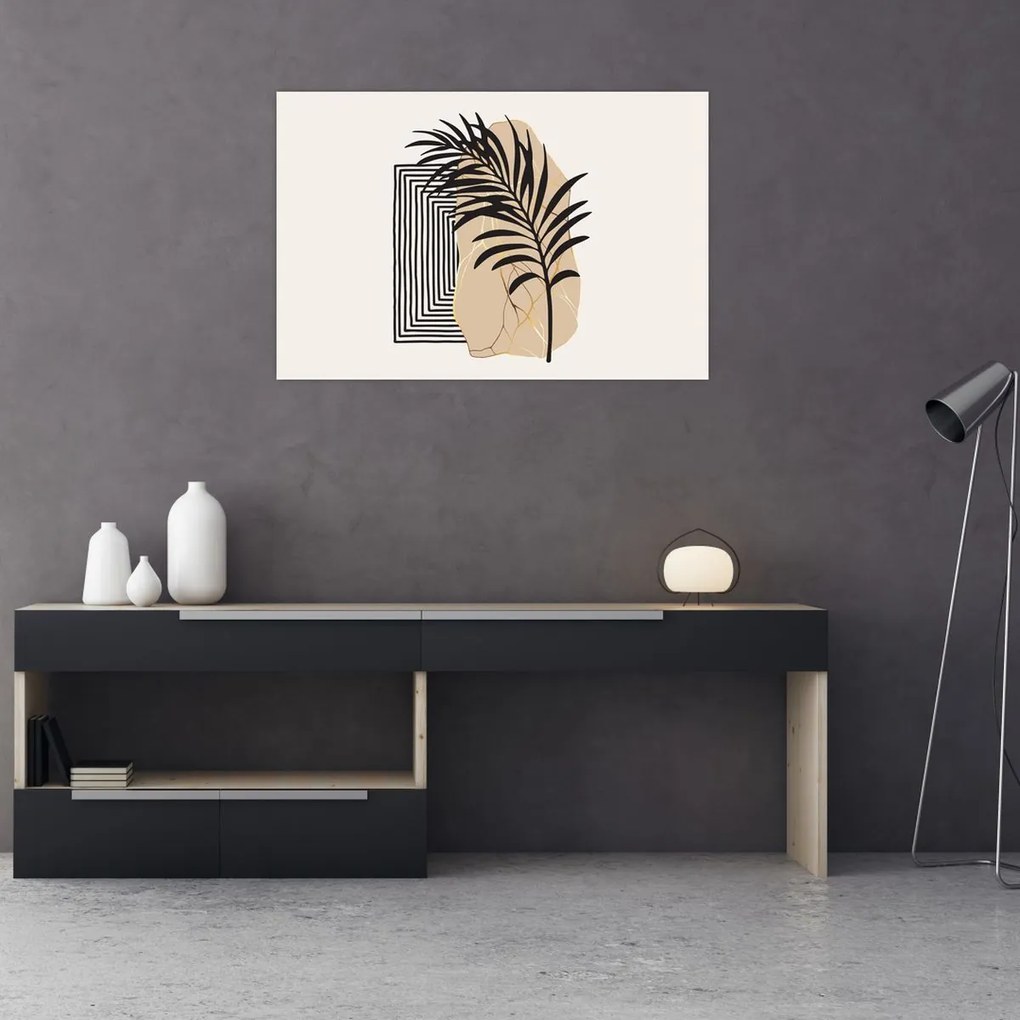 Tablou - Abstracție cu frunze tropicale N⁰3 (90x60 cm)