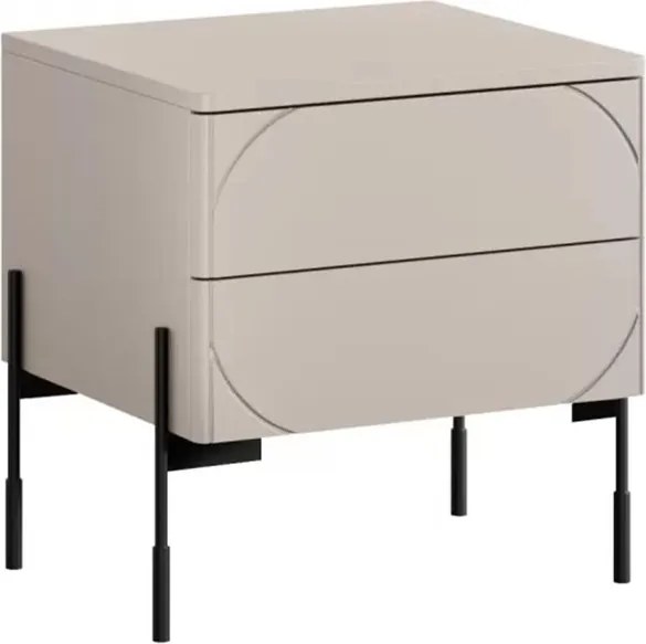 Noptieră cu sertare Sonatia 45 cm 2 sertare cu picioare metalice - cașmir
