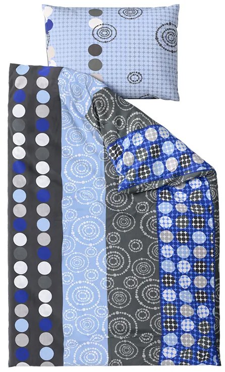 Lenjerie de pat din bumbac CERCURI ALBASTRU, albastru Dimensiune lenjerie de pat: 70 x 90 cm | 140 x 200 cm