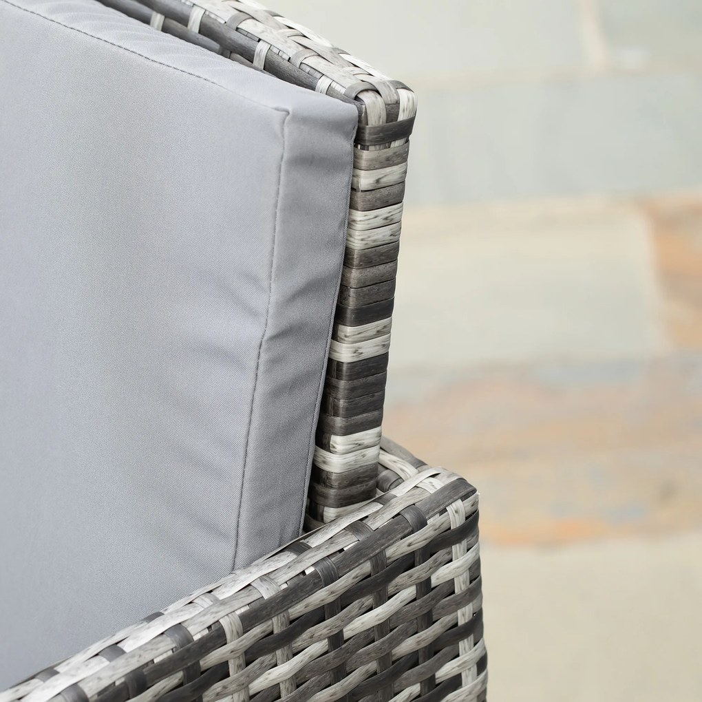 Outsunny Polyrattan Sitzgruppe pentru 4 persoane Essgruppe Gartenset Garnitur cu Pernă, Gri | Aosom Romania