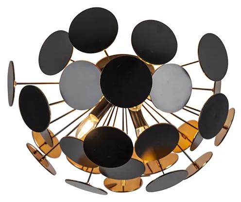 Plafoniera design negru cu aur 54 cm 3 lumini - Cerchio