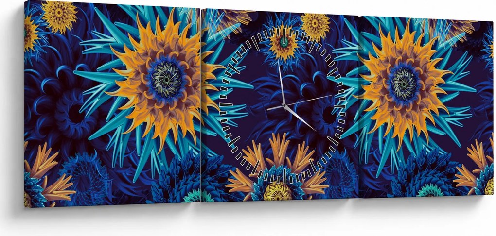 Tablou - 3D flori (cu ceas) (90x30 cm)