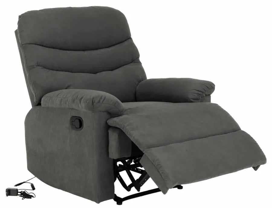 Fotoliu reglabil masaj, material textil catifea gri, LAMBERT