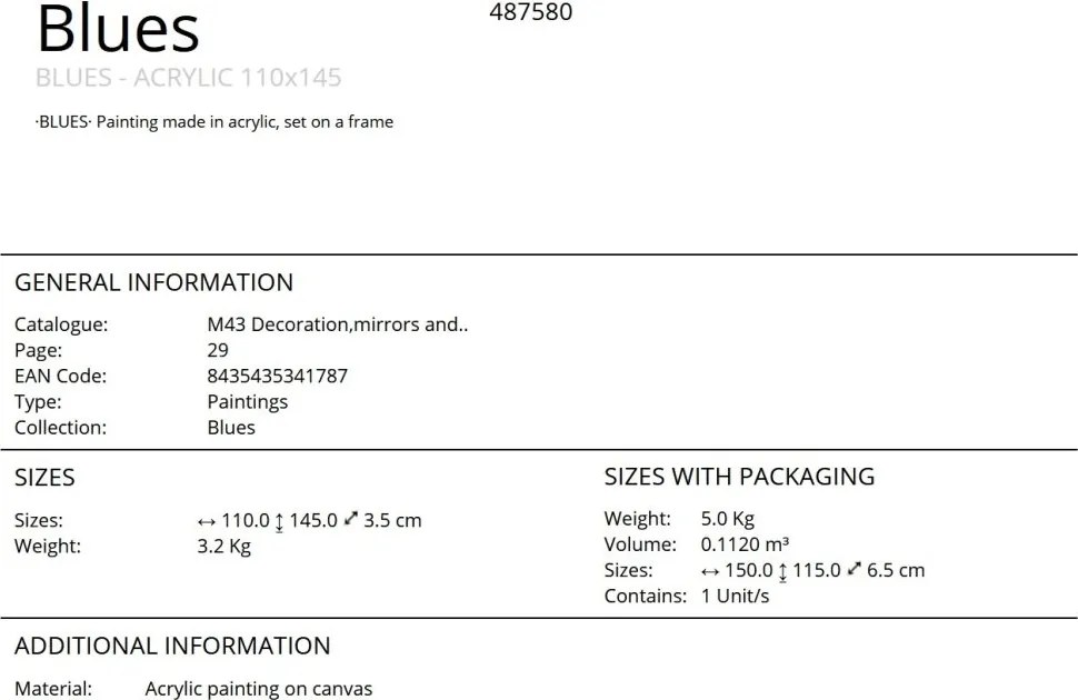 Tablou de perete decorativ Blues 110x145cm