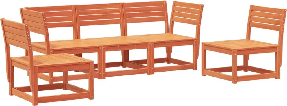 vidaXL Canapea de grădină cu 5 locuri, maro ceruit, lemn masiv de pin