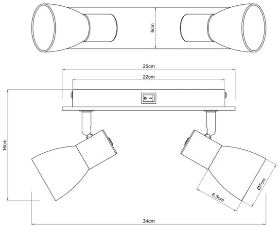 Spot de perete CLAUDE 2xE14/40W/230V negru Globo 54307-2