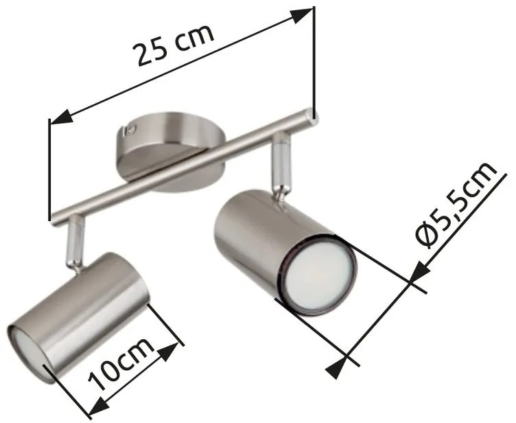 Plafoniera cu 2 Spoturi directionabile ALLVI nickel