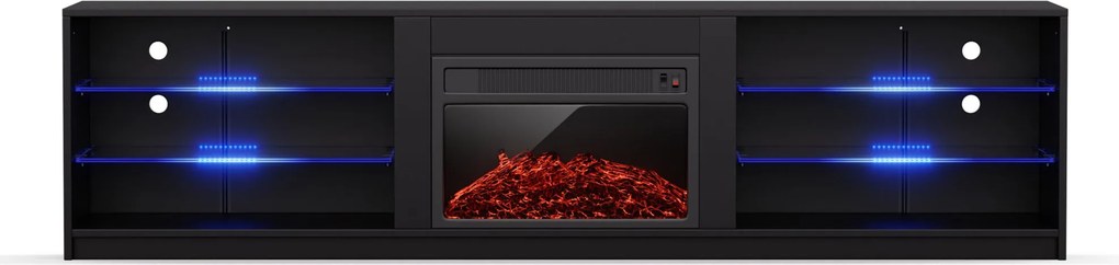 Blumfeldt Perth Medium Lowboard Dulap TV cu șemineu electric, 160 x 40 x 30 cm, LED