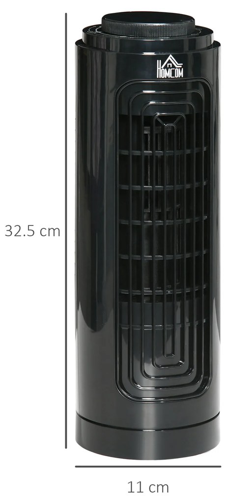 HOMCOM Ventilator Oscilant de Coloană, 3 Viteze, Design Compact, ABS și Cupru, Negru | Aosom Romania