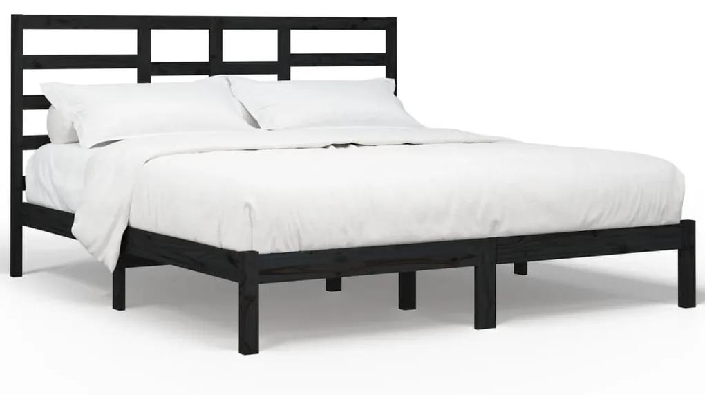 3105819 vidaXL Cadru de pat, negru, 200x200 cm, lemn masiv