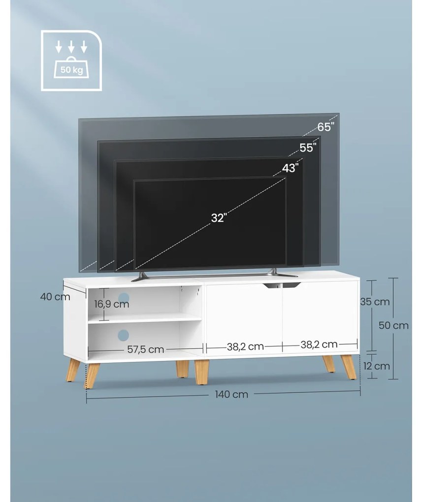 Comoda TV Vasagle Alb 140x40x45 cm