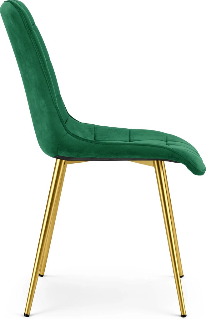 Scaun de masa SPLIT VELVET cu picioare aurii, verde