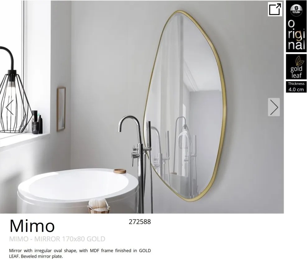Oglinda decorativa ovala 170x80cm Mimo, aurie
