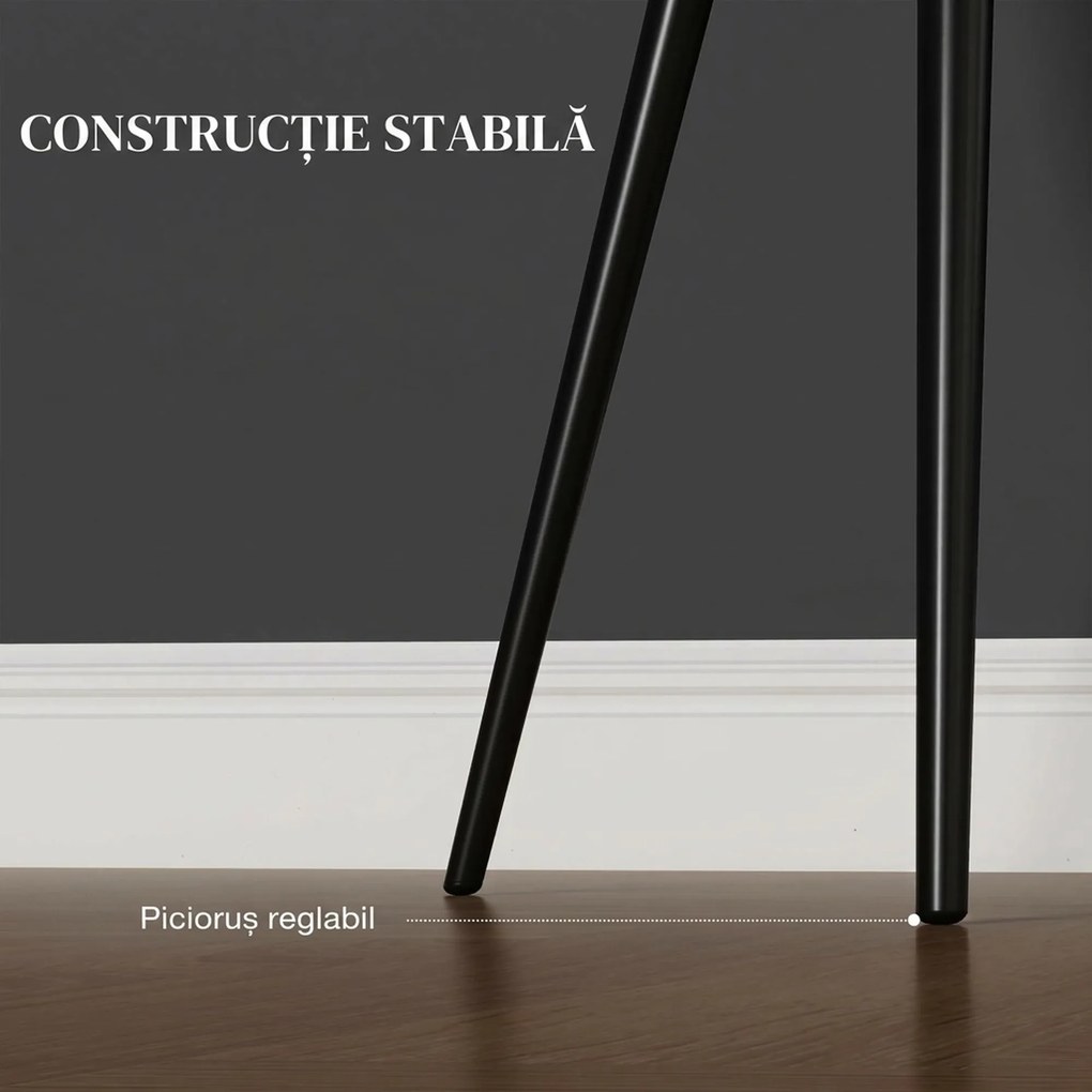 HOMCOM Set 2 Scaune Tapițate în Stil Nordic cu Brațe și Picioare din Oțel pentru Sufragerie, 54x57x80 cm, Negru | Aosom Romania