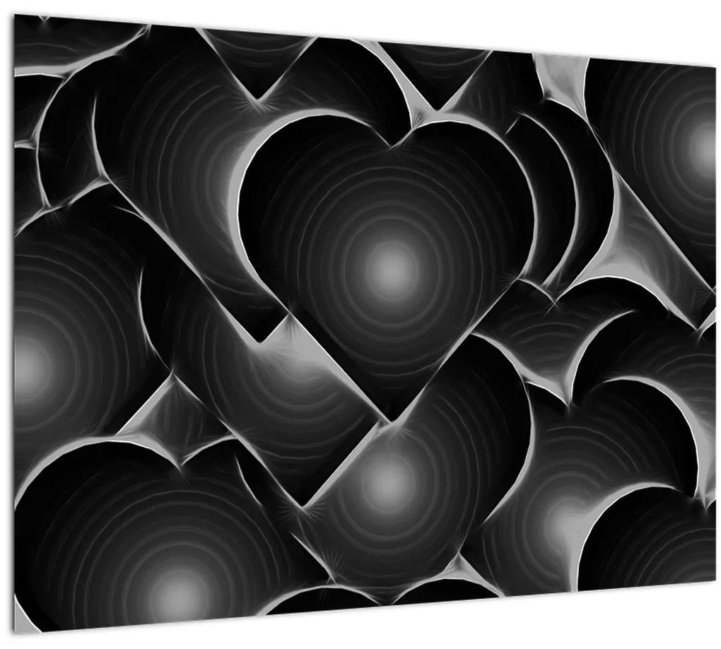 Tablou  cu inimile alb - negre (70x50 cm), în 40 de alte dimensiuni noi