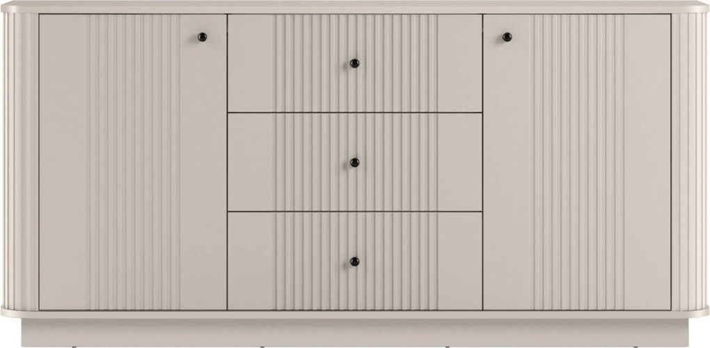 Comodă cu sertare pe soclu Vesper 160 cm - cashmir / mânere negre