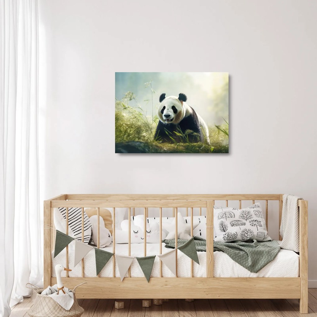 Tablou pe sticlă - Panda (70x50 cm)