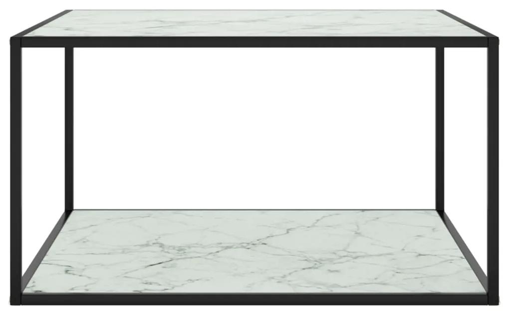 322913 vidaXL Măsuță de cafea, negru, cu sticlă albă marmorată, 90x90x50 cm