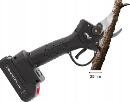 Foarfece de crengi fără fir 25 mm - două baterii, încărcător, geantă de transport