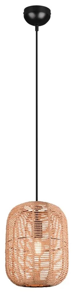 Lustră maro deschis cu abajur textil ø 25 cm Runa – Trio