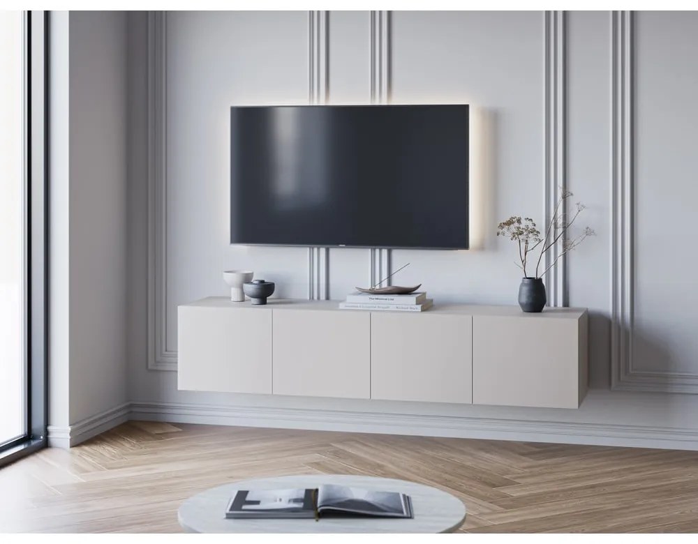 Comodă TV crem 180x38x35 cm Daroca – Marckeric