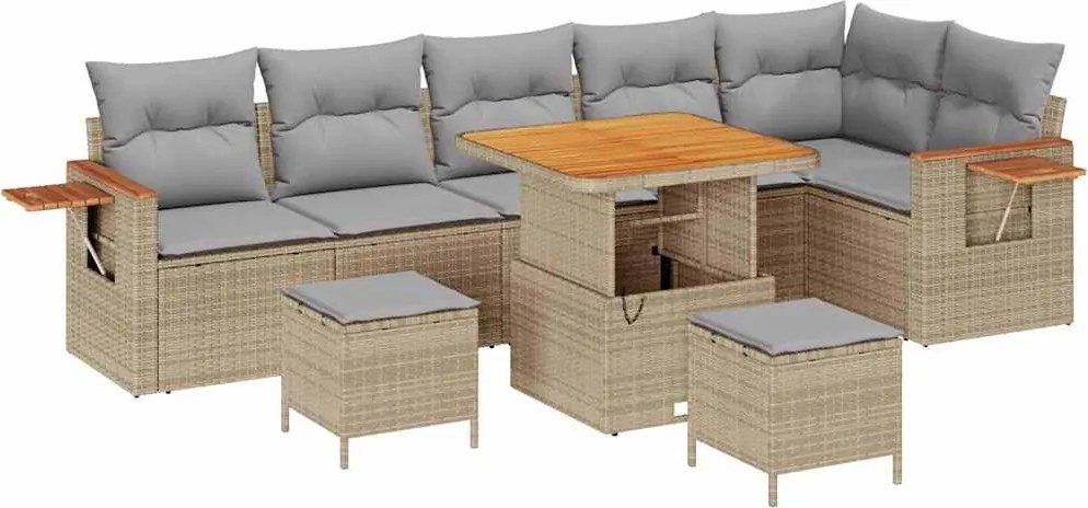 vidaXL Set de canapele pentru grădină 11 pcs Beige și gri deschis