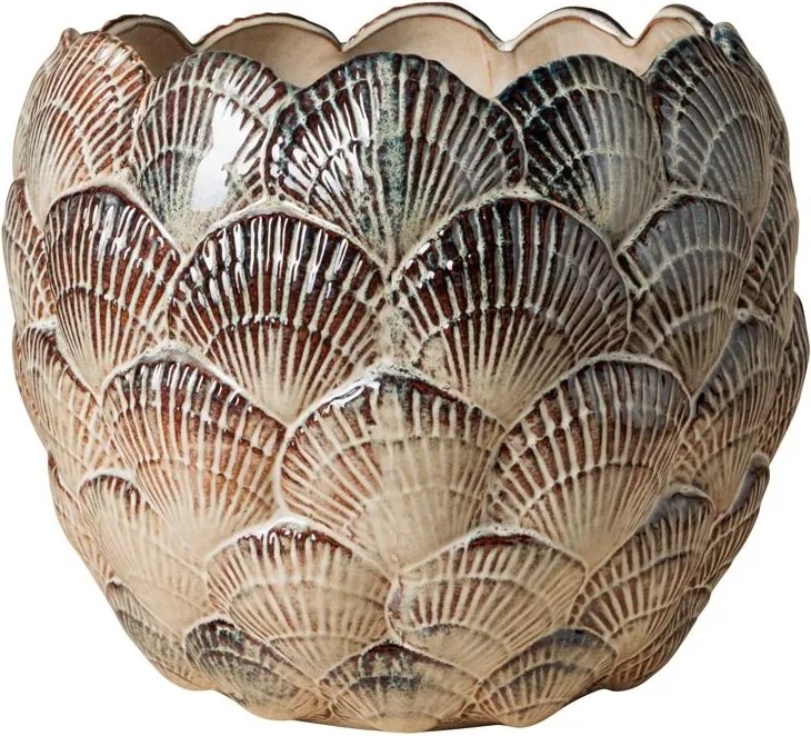 Vaza decorativa, bej, din ceramica, Pecten