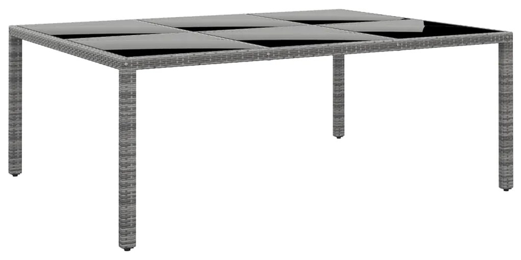 vidaXL Masă de grădină, gri, 200x150x75cm, sticlă securizată/poliratan