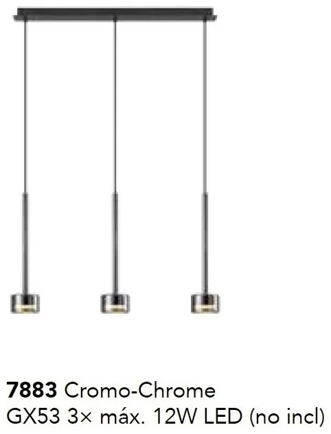 Lustra suspendata design modern TONIC 3L crom