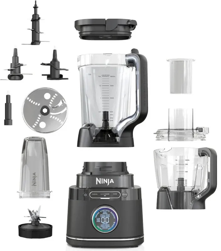 Blender 3in1 Ninja TB401EU, 1200W, 2.1 L, 10 viteze + moduri, Timer, LED, Tehnologie BlendSense, Fara BPA, Negru