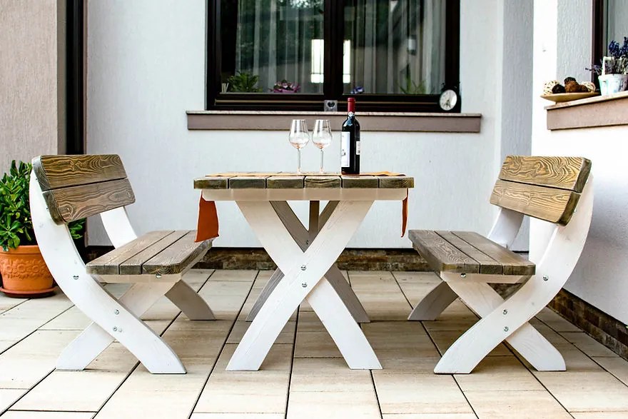 Set mobilier gradina Wien, 160 cm, verde oliv, 6 pers.
