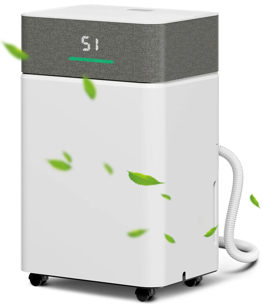 HOMCOM Dezumidificator de aer 20 L/zi, dezumidificator silențios, rezervor apă 4,5 L, 30,5x23,5x49,5cm, alb | Aosom Romania