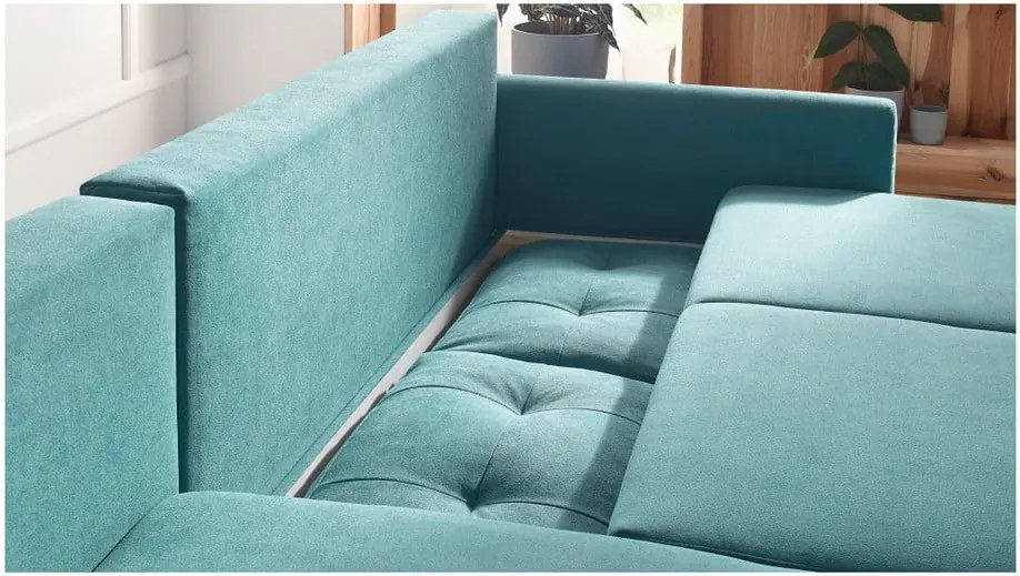 Colțar extensibil cu șezlong pe partea stângă Bobochic Paris Balio, turcoaz