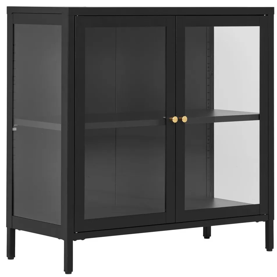 Vitrină Dalby, 2 uși, oțel, negru 80x35x80 cm