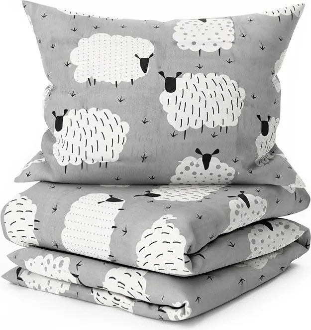 Lenjerie de pat policoton SHEEP POLY gri Dimensiune lenjerie de pat: 2 buc 70 x 90 cm | 200 x 220 cm