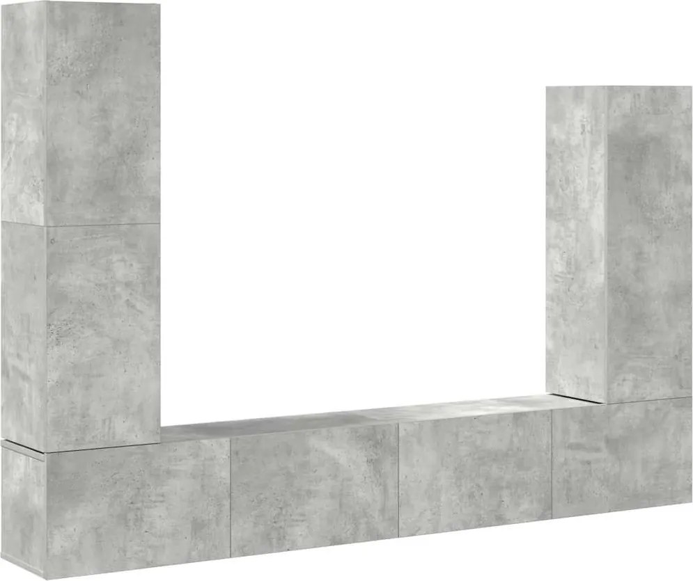 vidaXL Set dulap TV, 4 piese, gri beton, lemn prelucrat