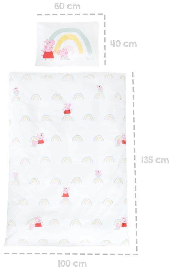Lenjerie de pat pentru copii din bumbac pentru pătuț 100x135 cm Peppa Pig – Roba
