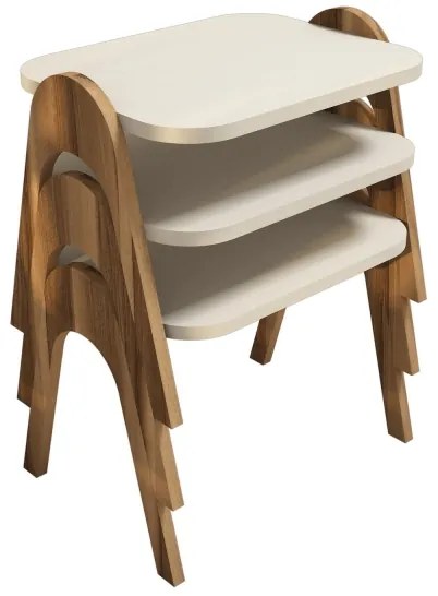 SET 3x măsuță laterală PARIS crem/maro