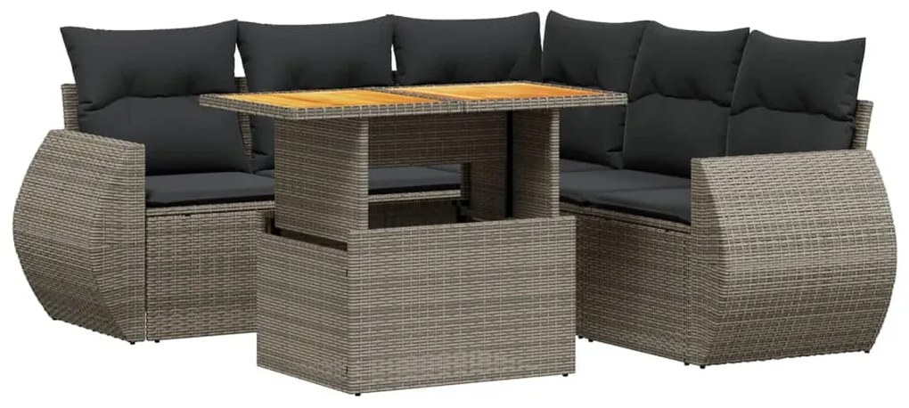 3272194 vidaXL Set mobilier grădină cu perne, 6 piese, gri, poliratan