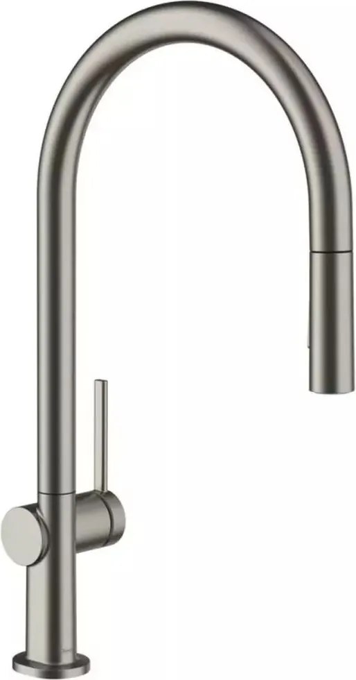 Baterie bucatarie cu dus extractibil Hansgrohe Talis M54 210 cu 2 jeturi finisaj negru-crom periat cu sBox