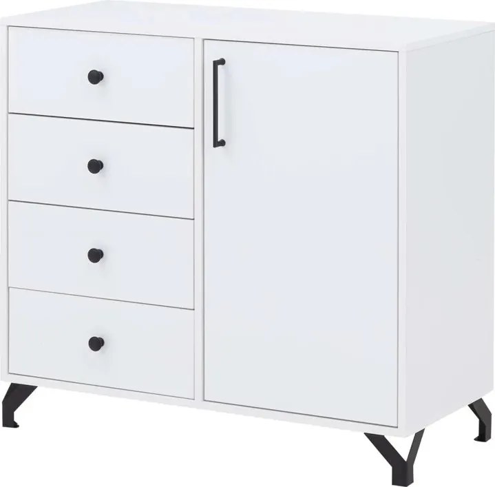 Comodă cu sertare Anders 90 cm - alb