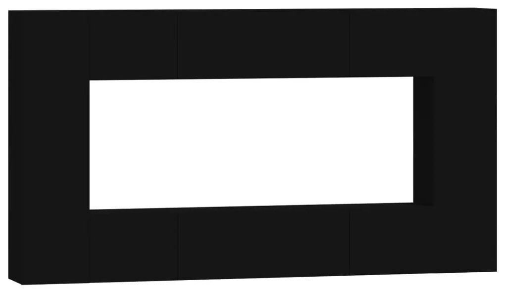 3114287 vidaXL Set dulap TV, 8 piese, negru, lemn prelucrat