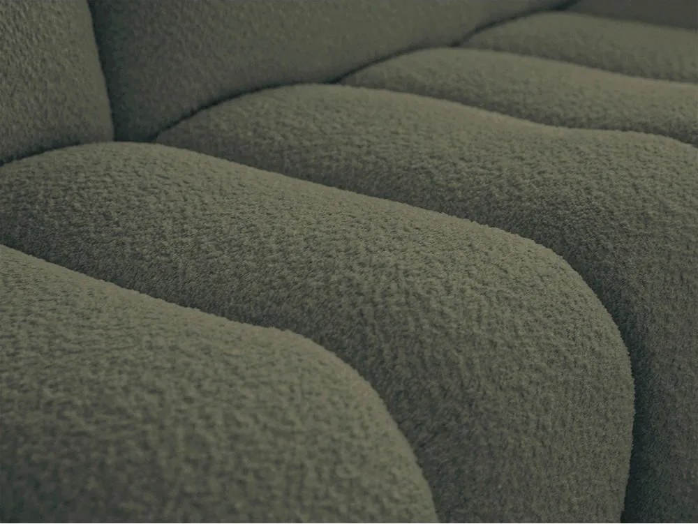 Colțar verde cu tapițerie din țesătură bouclé (cu colț pe partea dreaptă/cu șezlong) Azra – Bobochic Paris