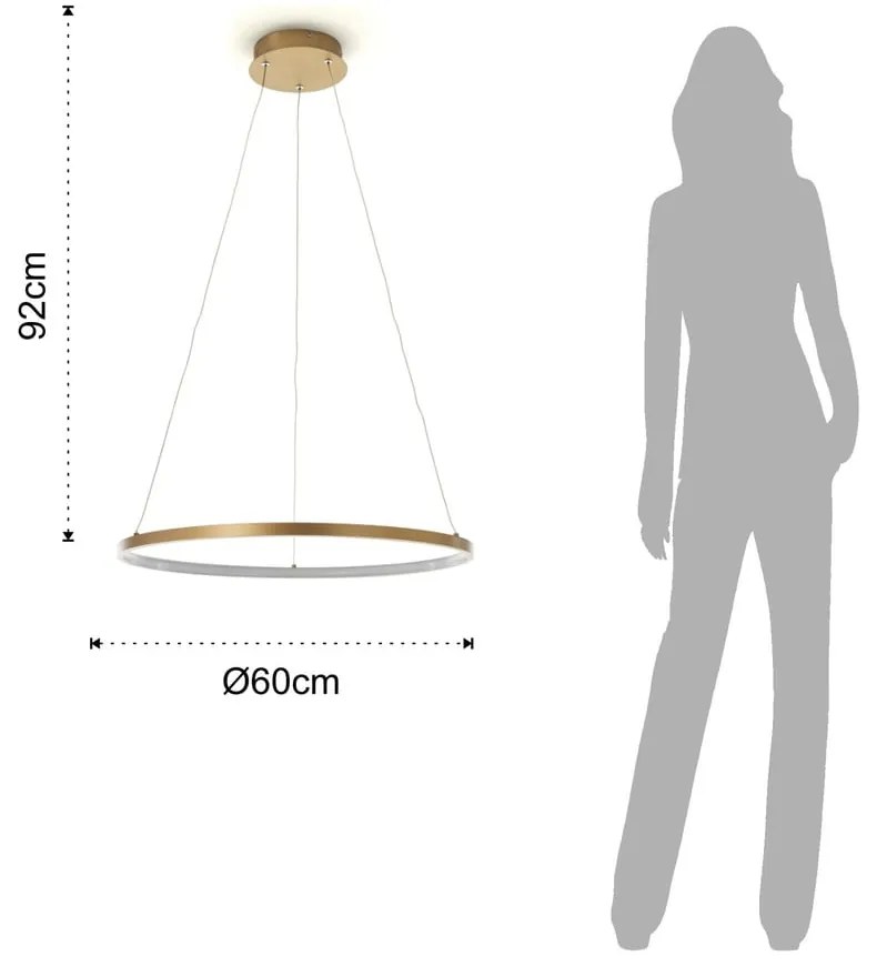 Lustră Tomasucci Ring, înălțime 92 cm, auriu