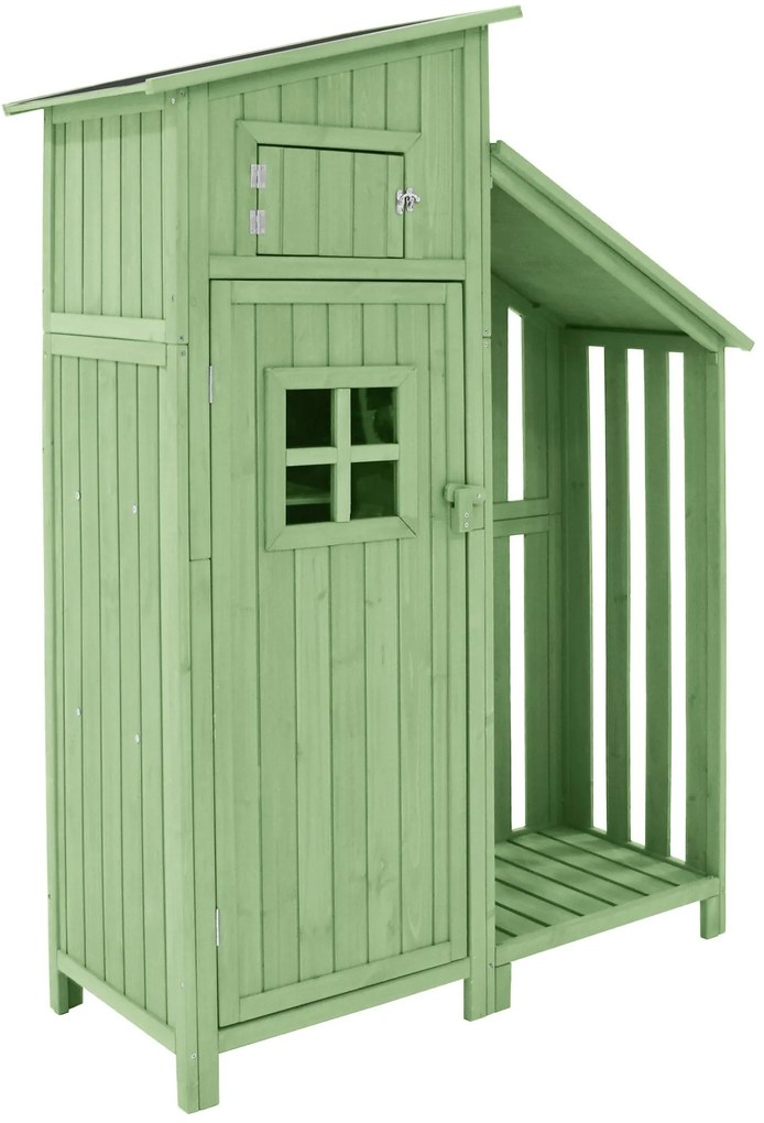 Dulap de grădină cu 2 rafturi, magazie de unelte cu spațiu mare de depozitare, 124 × 46 × 174 cm, Verde